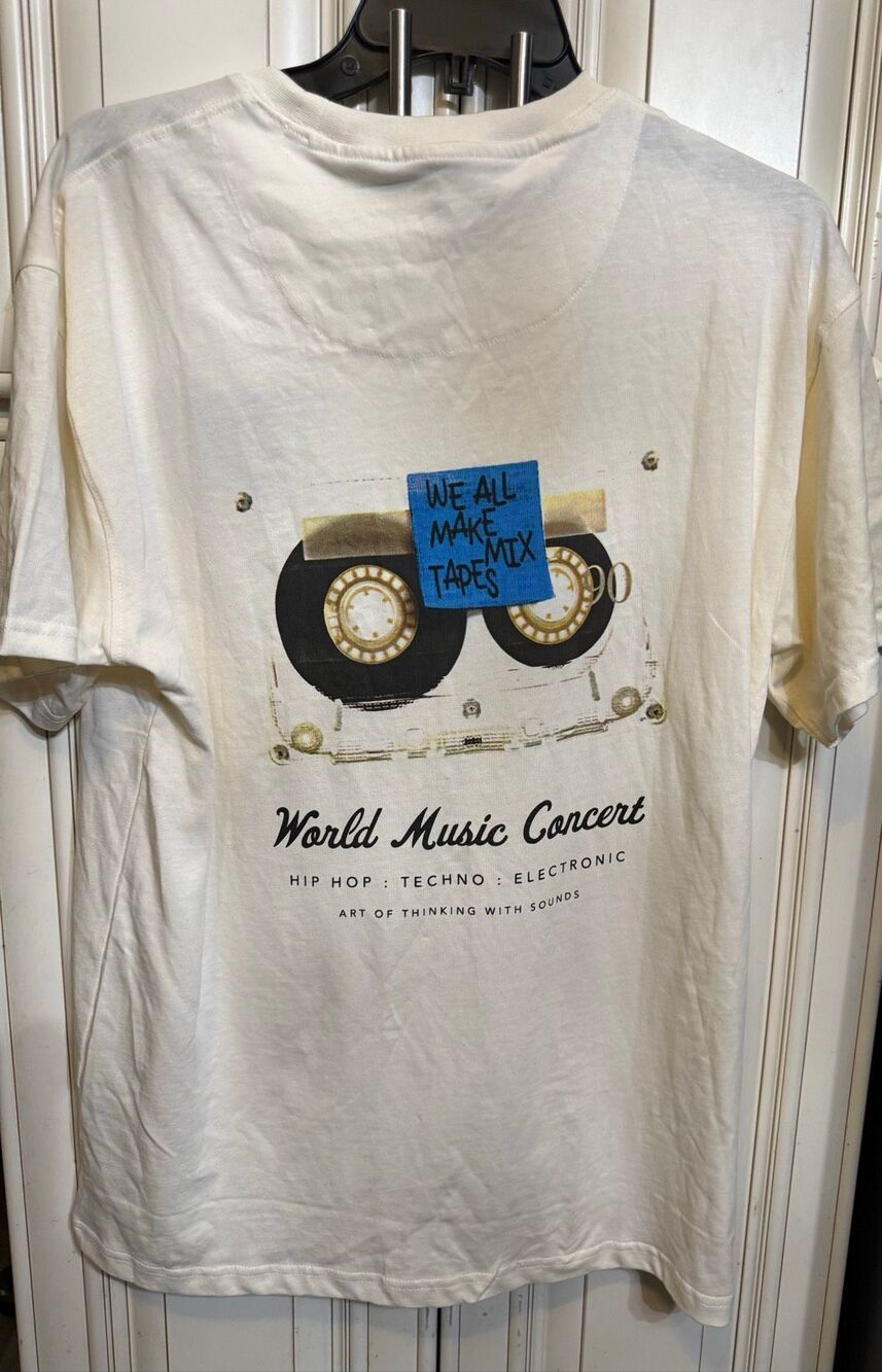 Nova Men “World Music Concert Hip Hop:  Techno:  Electronic” T-Shirt Cream Small